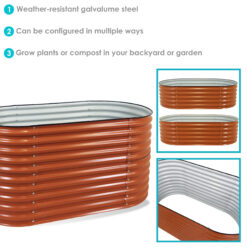 Sunnydaze Decor 62.5-in W x 32-in L x 32-in H Elevated Brown Galvanized Metal Raised Garden Bed