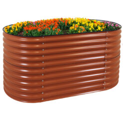 Sunnydaze Decor 62.5-in W x 32-in L x 32-in H Elevated Brown Galvanized Metal Raised Garden Bed