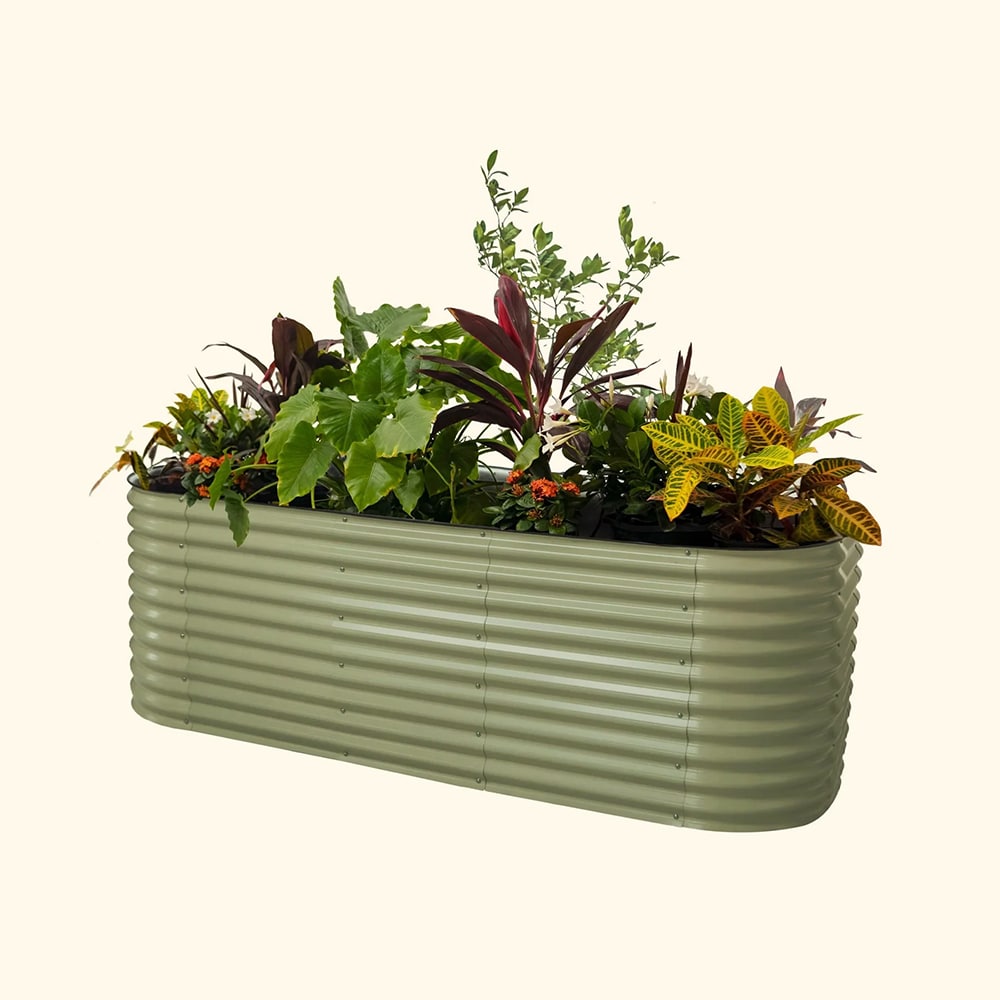 Vego Garden 48-in W x 96-in L x 32-in H Olive Green Metal Raised Garden Bed