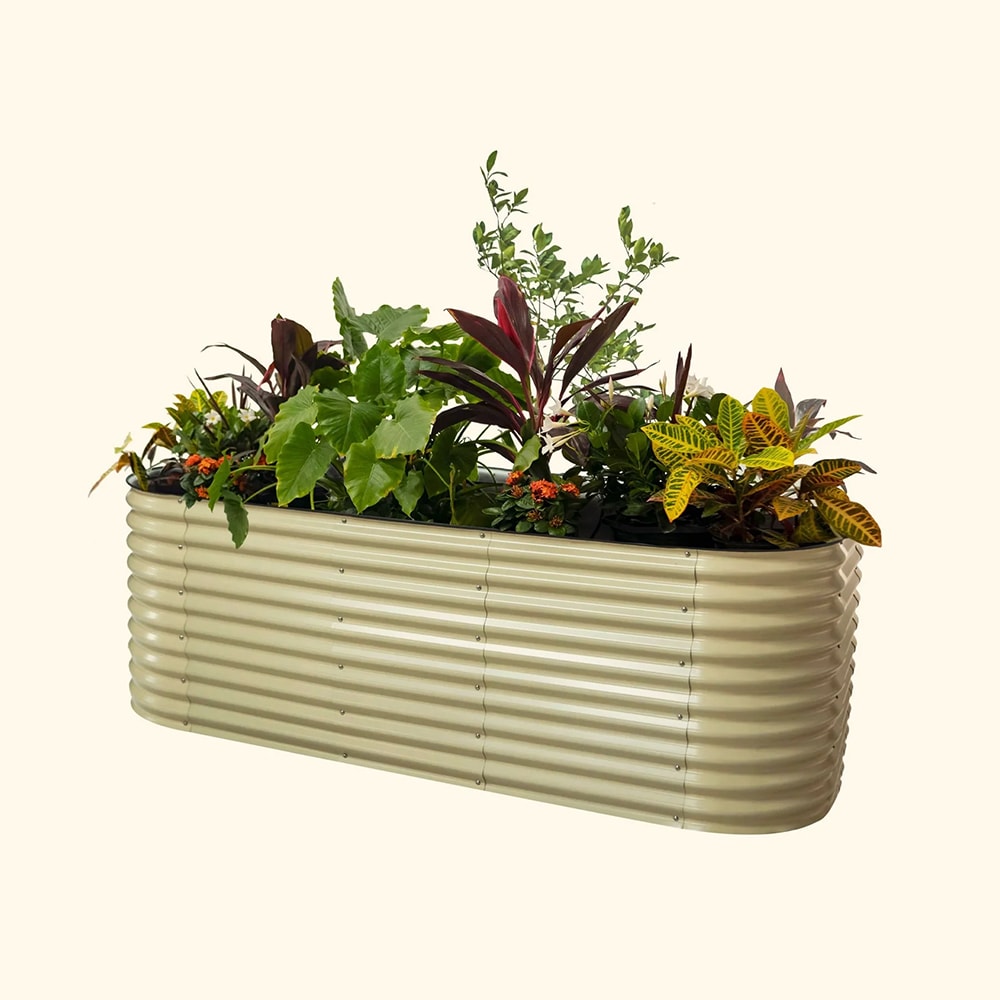 Vego Garden 48-in W x 96-in L x 32-in H Pearl White Metal Raised Garden Bed