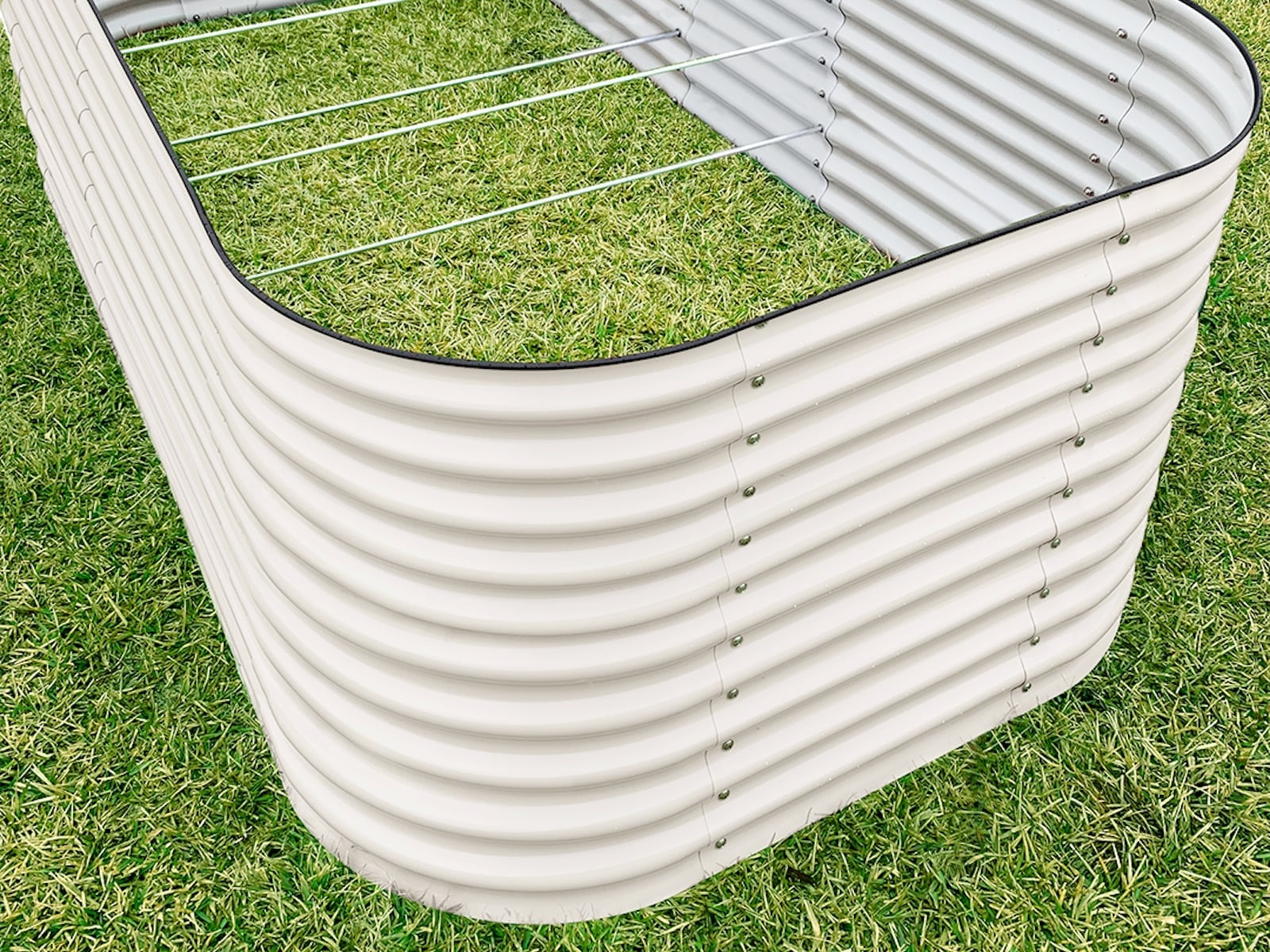Vego Garden 48-in W x 96-in L x 32-in H Pearl White Metal Raised Garden Bed