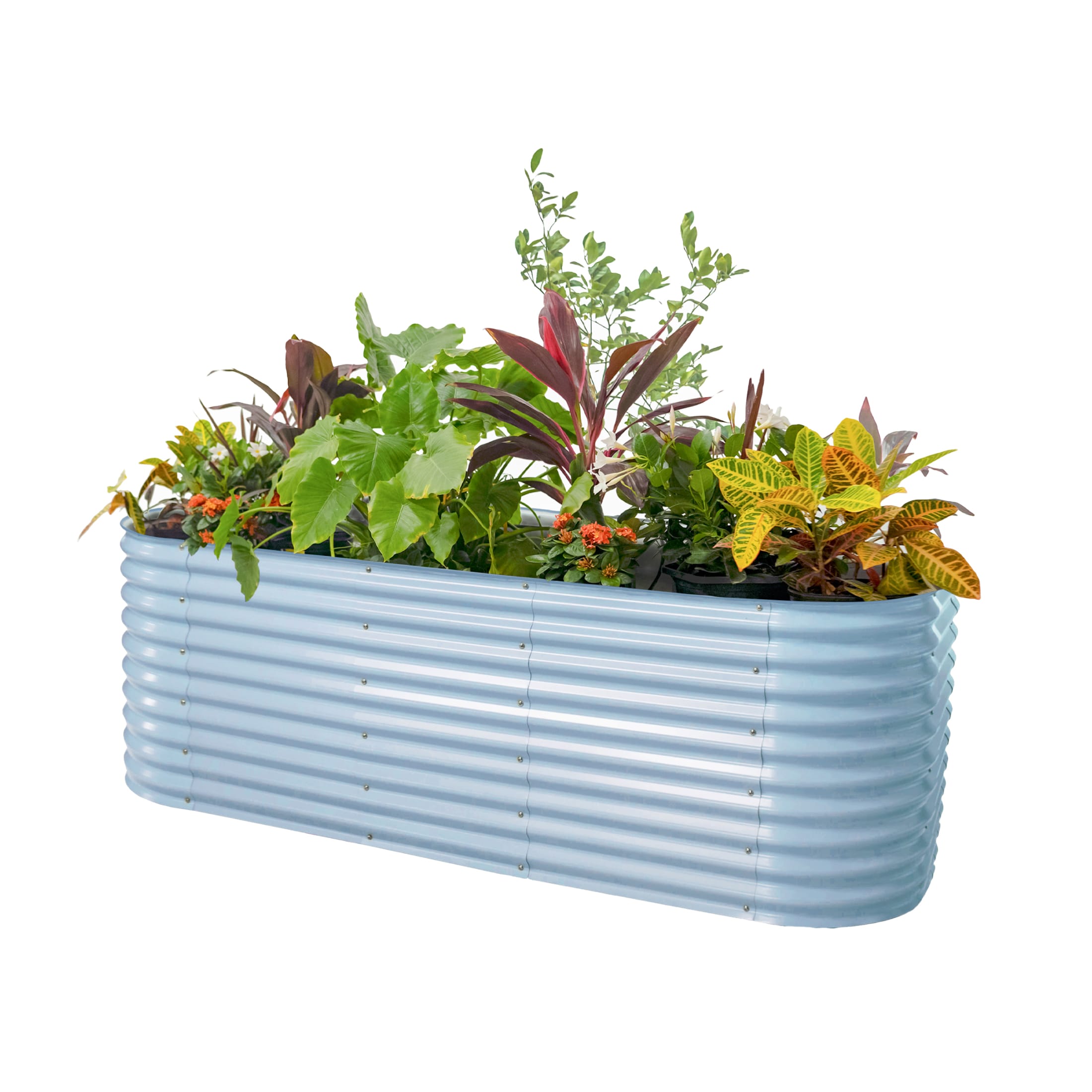 Vego Garden 85-cu ft 48-in W x 96-in L x 32-in H Sky Blue Galvanized Metal Raised Garden Bed