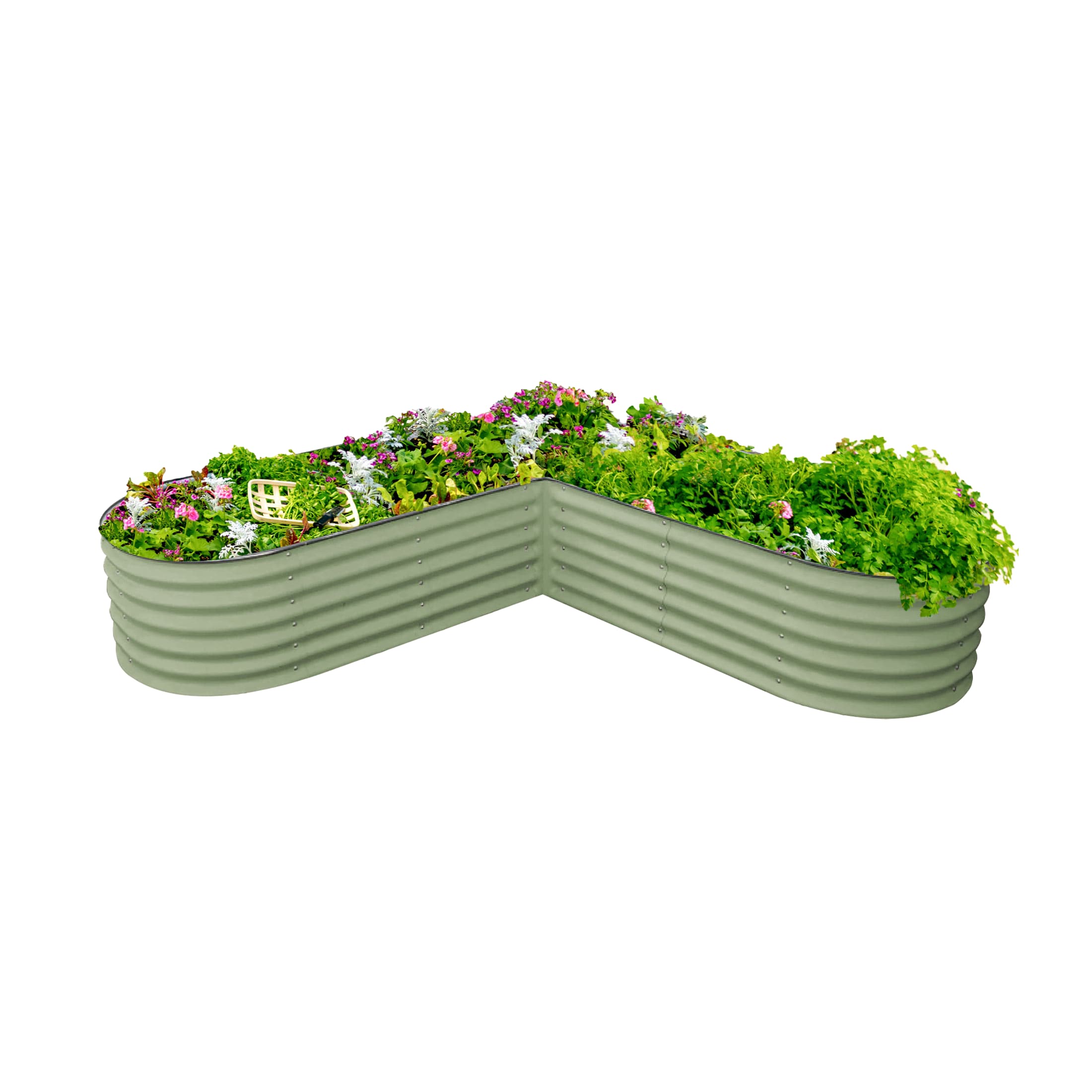 Vego Garden 41-cu ft 84-in W x 84-in L x 17-in H Olive Green Galvanized Metal Raised Garden Bed