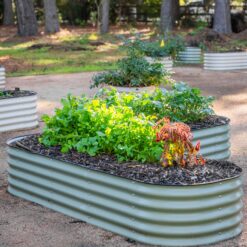Vego Garden 41-cu ft 84-in W x 84-in L x 17-in H Olive Green Galvanized Metal Raised Garden Bed