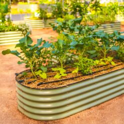 Vego Garden 41-cu ft 84-in W x 84-in L x 17-in H Olive Green Galvanized Metal Raised Garden Bed
