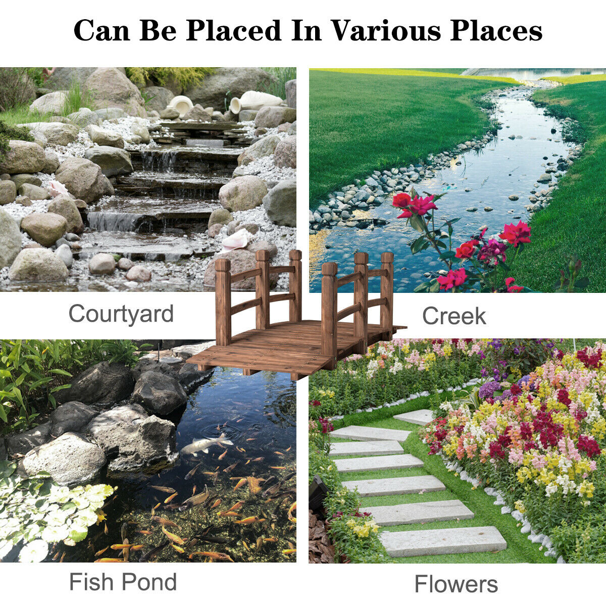 Costway 5-Feet Brown (composite) Garden Bridge