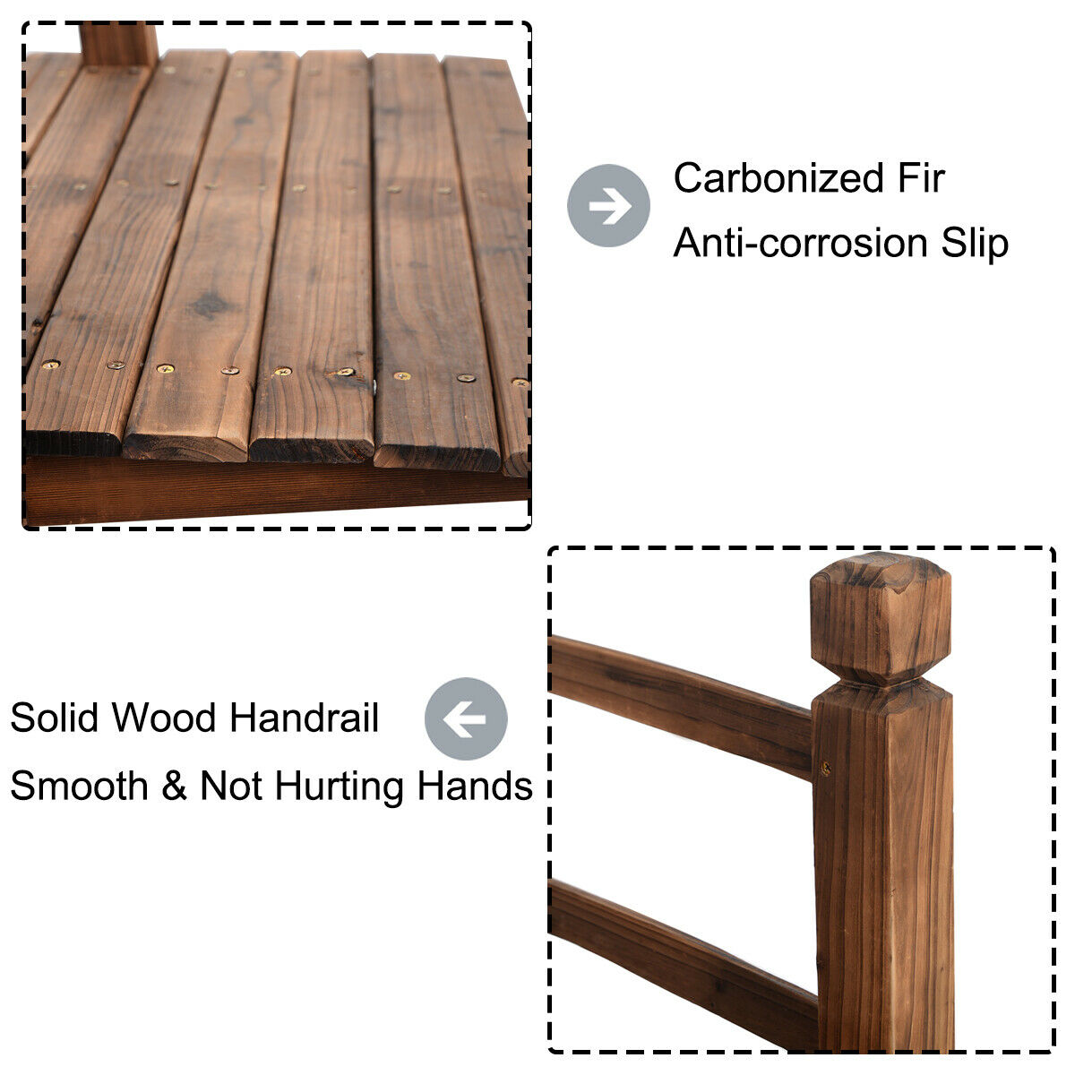 Costway 5-Feet Brown (composite) Garden Bridge