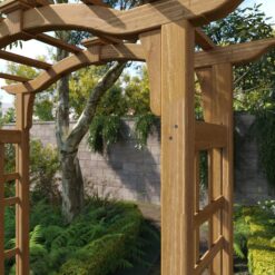 Vita Mezza 4.92-ft W x 7.13-ft H Flat Golden Brown Cedar Garden Arbor