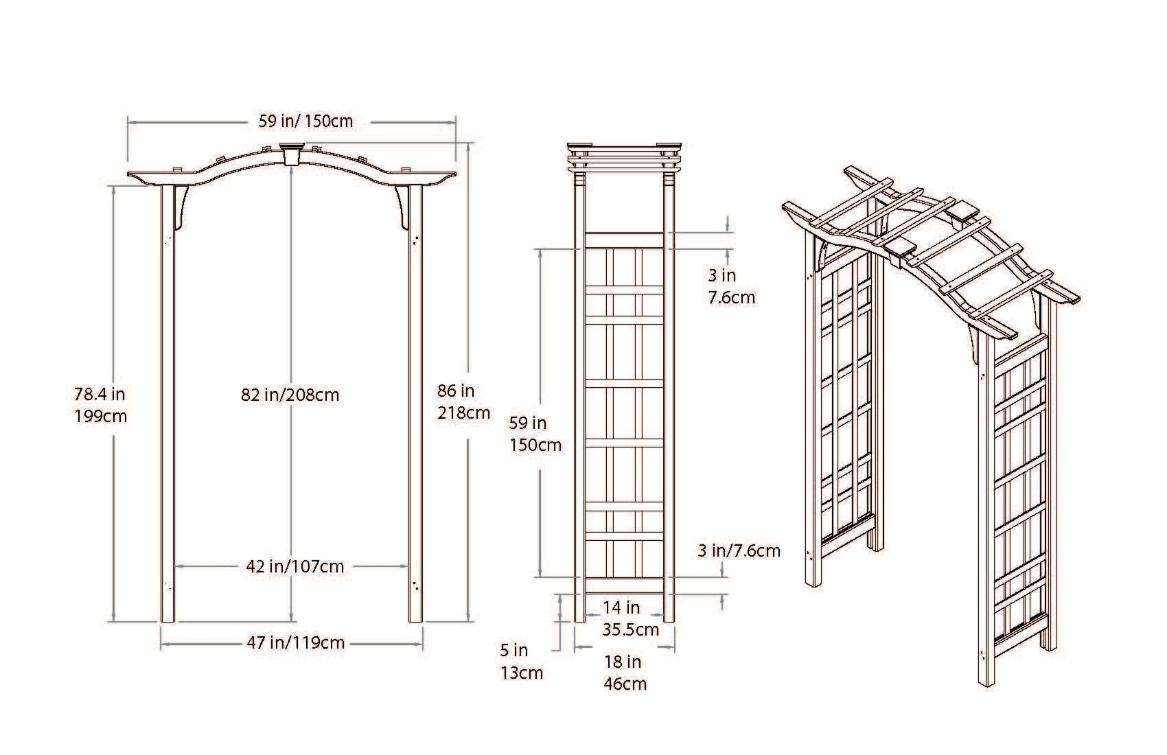 Vita Mezza 4.92-ft W x 7.13-ft H Flat Golden Brown Cedar Garden Arbor