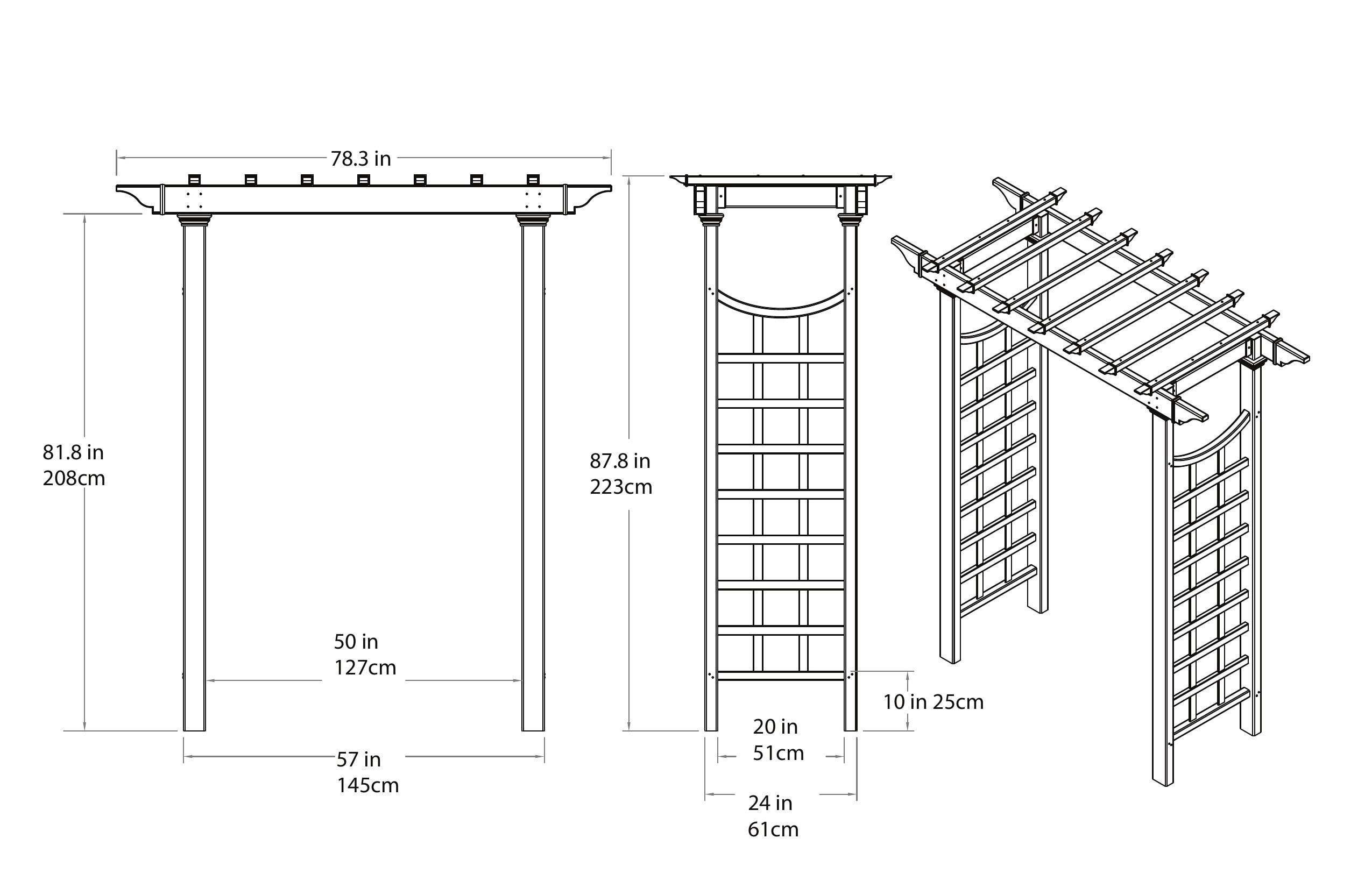 Vita Classic 4.75-ft W x 7.31-ft H Flat White PVC Garden Arbor