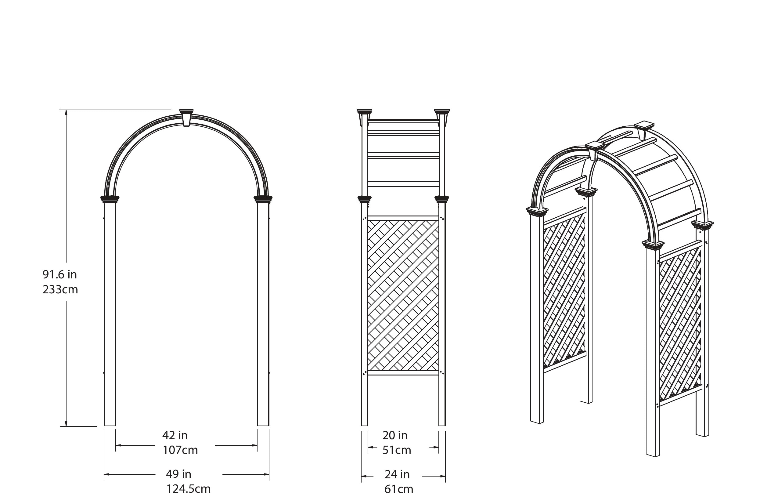 Vita Classic 4.09-ft W x 7.63-ft H Arched White PVC Garden Arbor