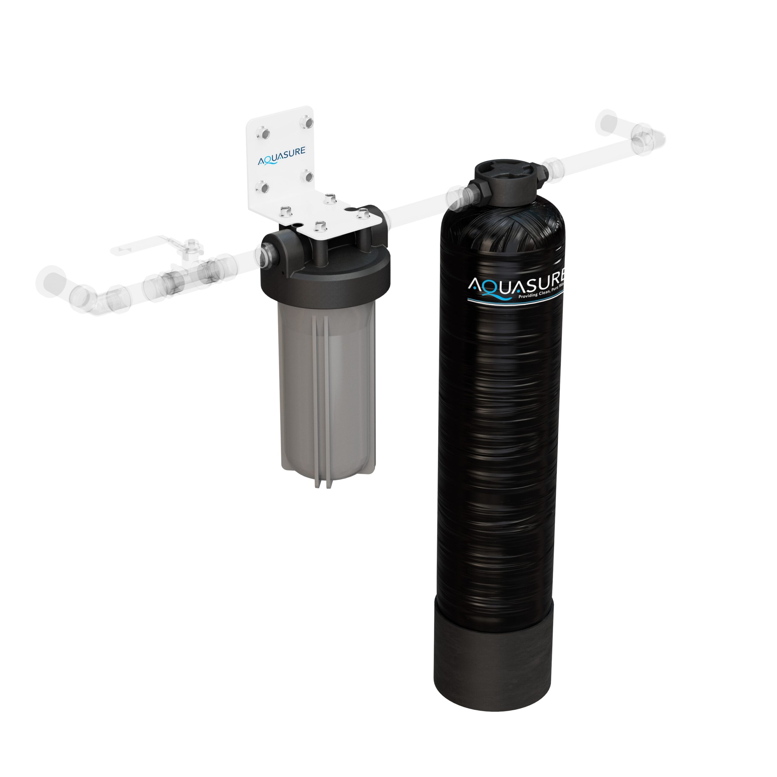 AQUASURE Serene Series Dual-stage 10-GPM Scale control media Hard water Whole House Water Filtration System