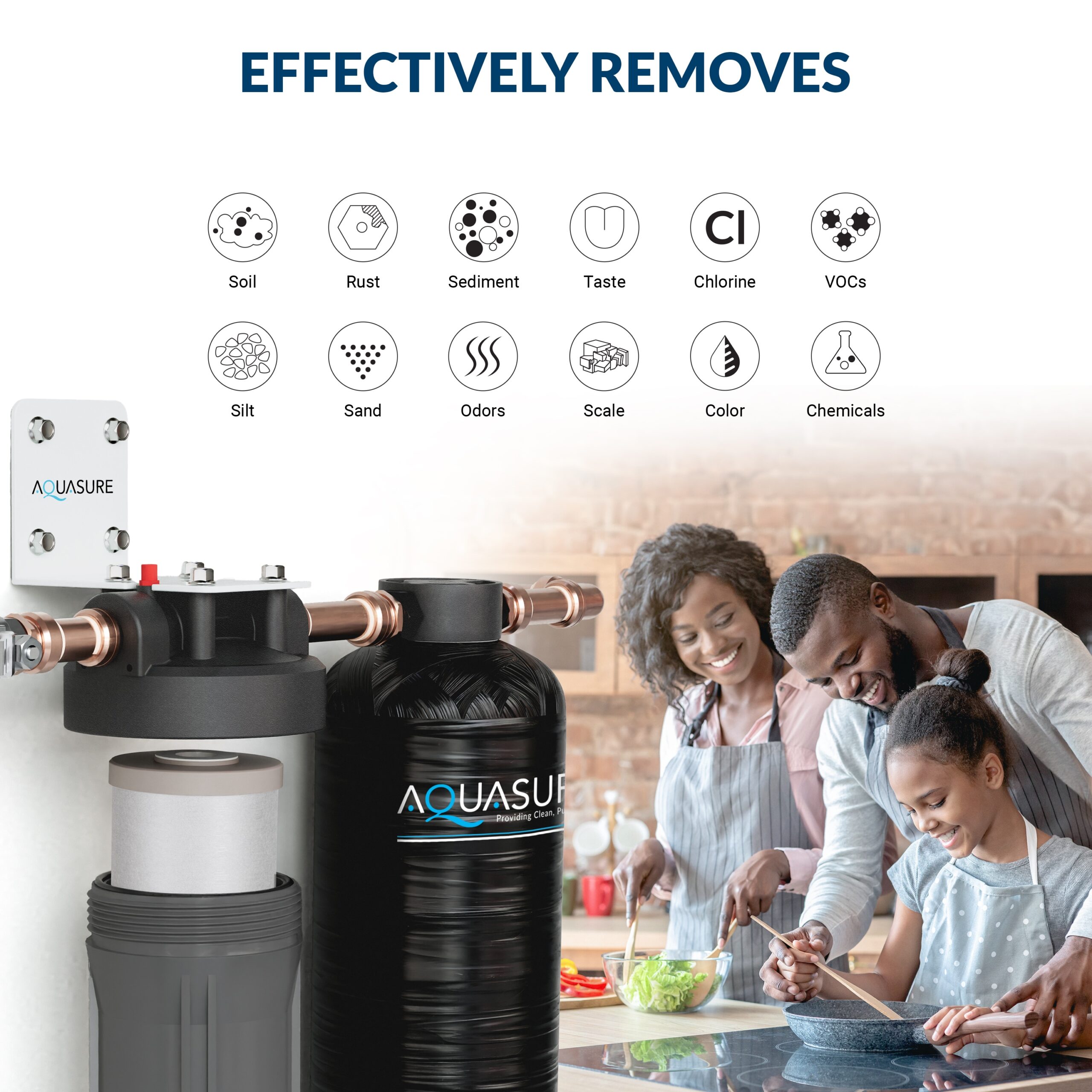 AQUASURE Serene Series Dual-stage 10-GPM Scale control media Hard water Whole House Water Filtration System