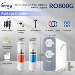 iSpring RO800G Triple-stage Carbon Block Reverse Osmosis Filtration Under Sink Water Filtration System