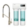 Kraus Purita Dual-stage Carbon Block Under Sink Water Filtration System with Spot Free Antique Champagne Bronze Faucet