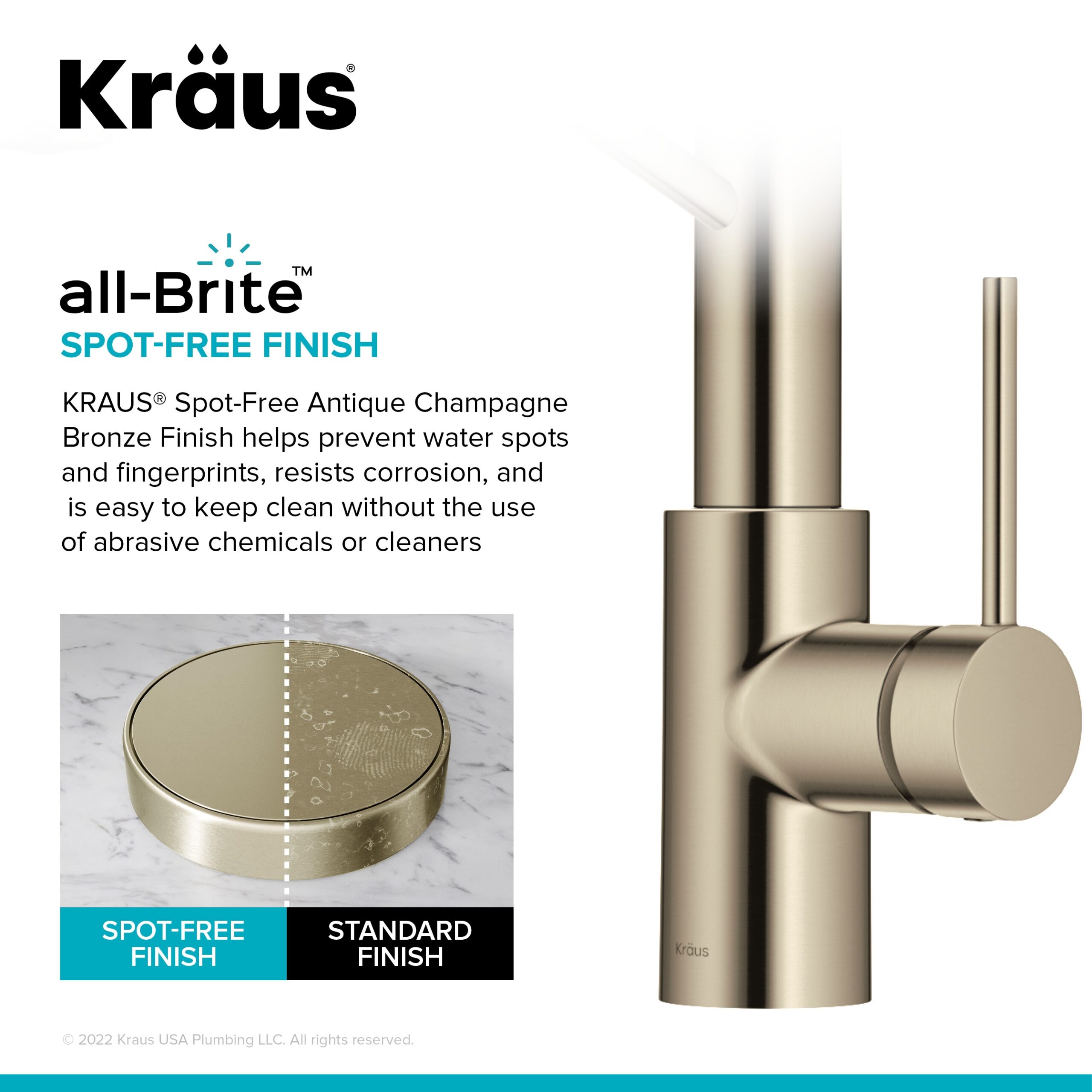 Kraus Purita Dual-stage Carbon Block Under Sink Water Filtration System with Spot Free Antique Champagne Bronze Faucet