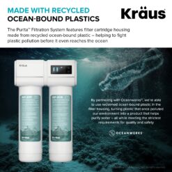Kraus Purita Dual-stage Carbon Block Under Sink Water Filtration System with Spot Free Antique Champagne Bronze Faucet