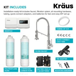 Kraus Purita Dual-stage Carbon Block Under Sink Water Filtration System with Spot Free Stainless Steel Faucet