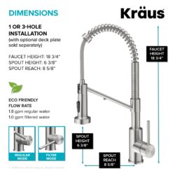 Kraus Purita Dual-stage Carbon Block Under Sink Water Filtration System with Spot Free Stainless Steel Faucet