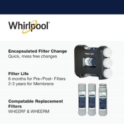 Whirlpool Triple-stage Carbon Block Reverse Osmosis Filtration Under Sink Water Filtration System with Designer Chrome Faucet