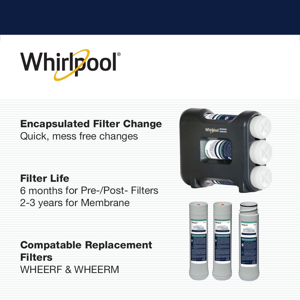 Whirlpool Triple-stage Carbon Block Reverse Osmosis Filtration Under Sink Water Filtration System with Designer Chrome Faucet
