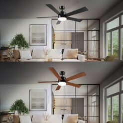 Globe Electric DAYTON 52-in Color-Changing Outdoor Smart Black with Matte Black Blades Ceiling Fan With Light - Remote Included ( 5 -Blade )