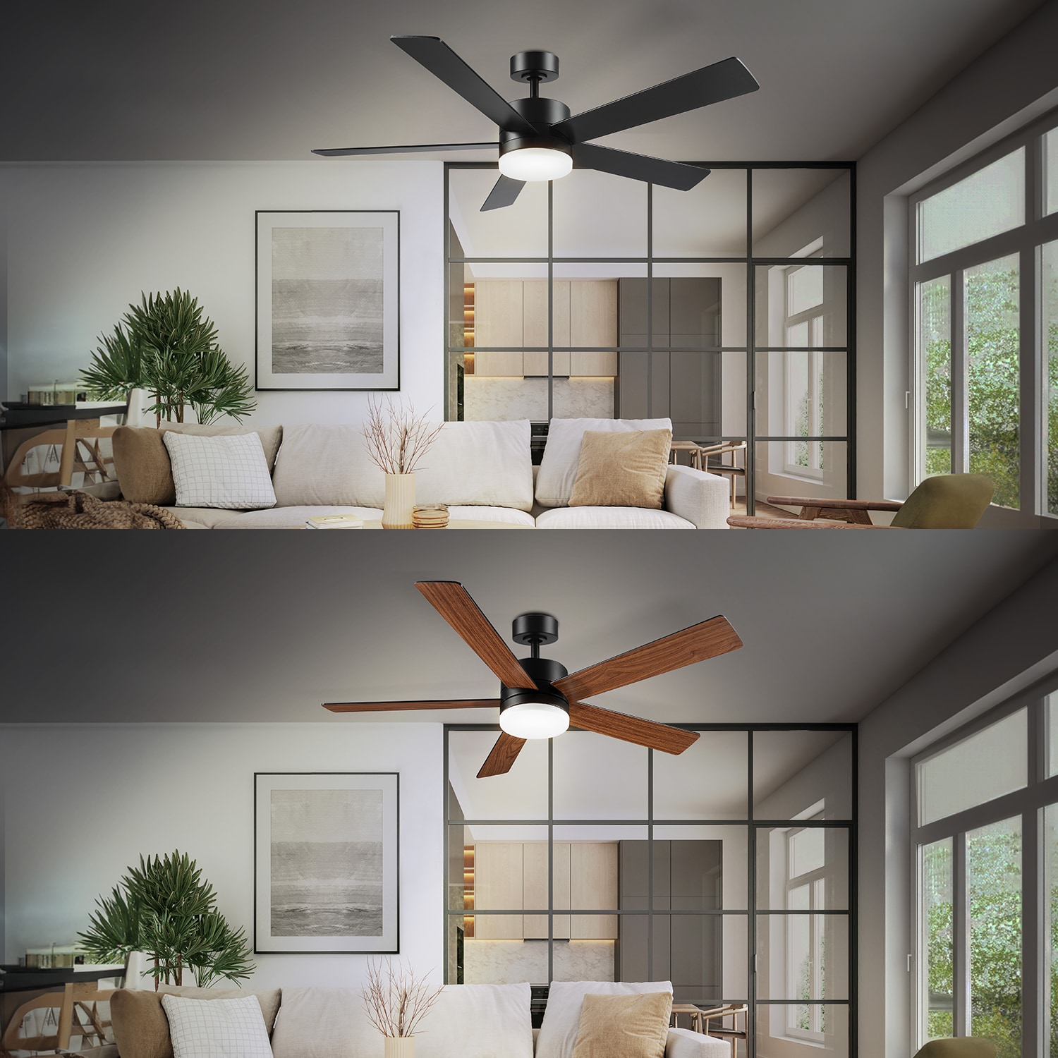 Globe Electric DAYTON 52-in Color-Changing Outdoor Smart Black with Matte Black Blades Ceiling Fan With Light - Remote Included ( 5 -Blade )
