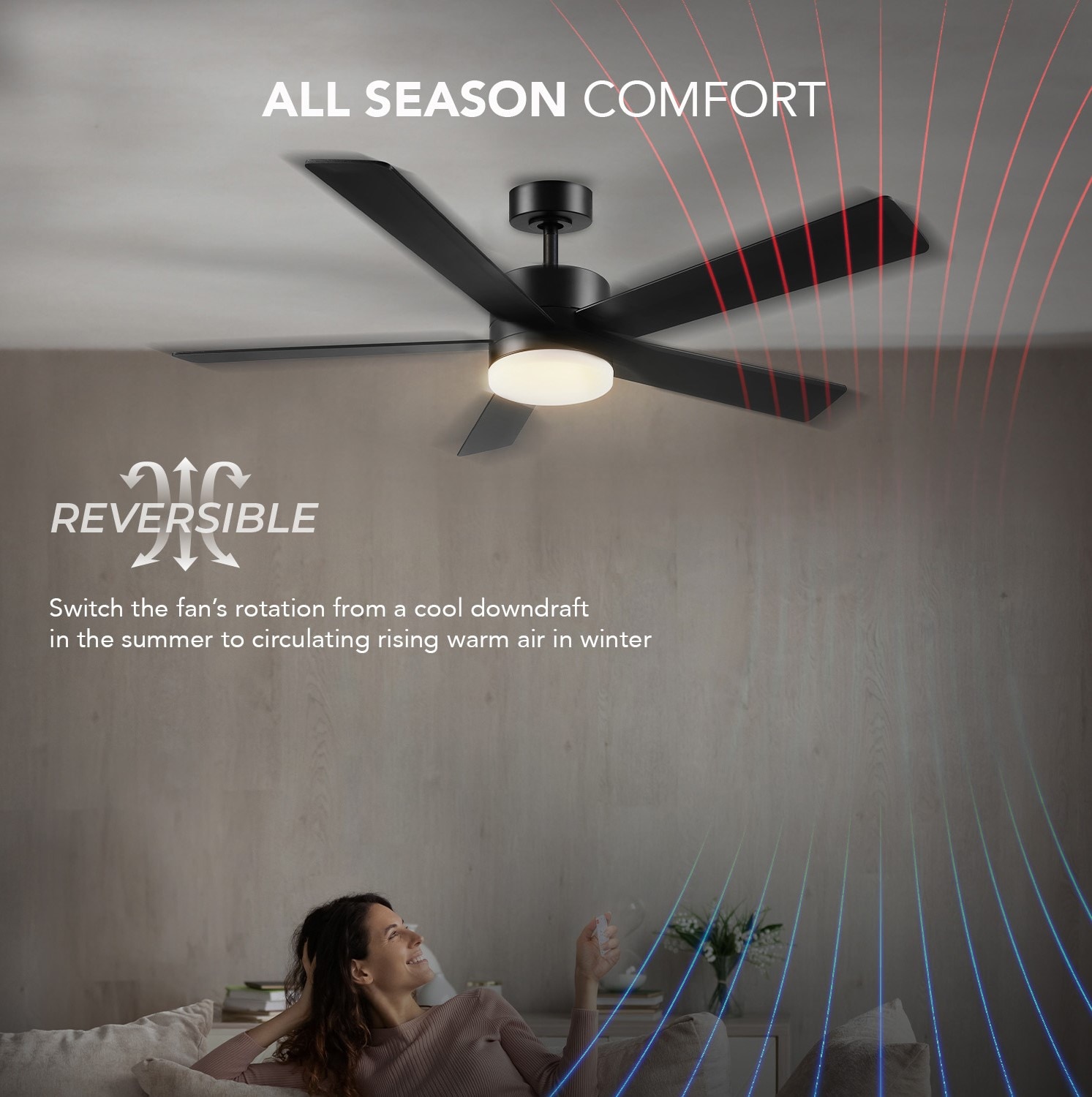 Globe Electric DAYTON 52-in Color-Changing Outdoor Smart Black with Matte Black Blades Ceiling Fan With Light - Remote Included ( 5 -Blade )