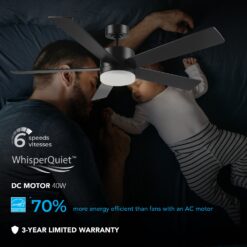 Globe Electric DAYTON 52-in Color-Changing Outdoor Smart Black with Matte Black Blades Ceiling Fan With Light - Remote Included ( 5 -Blade )