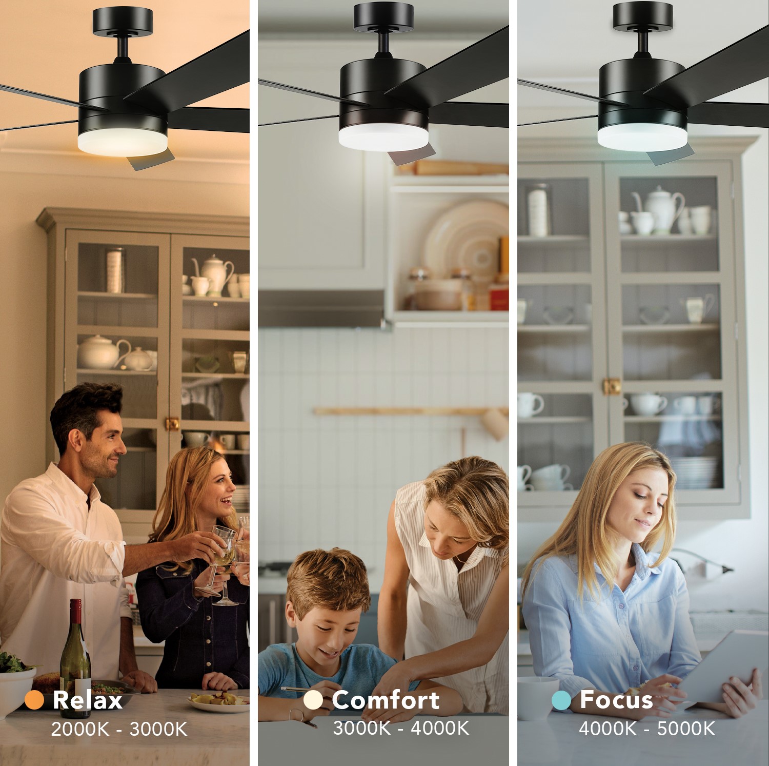 Globe Electric DAYTON 52-in Color-Changing Outdoor Smart Black with Matte Black Blades Ceiling Fan With Light - Remote Included ( 5 -Blade )