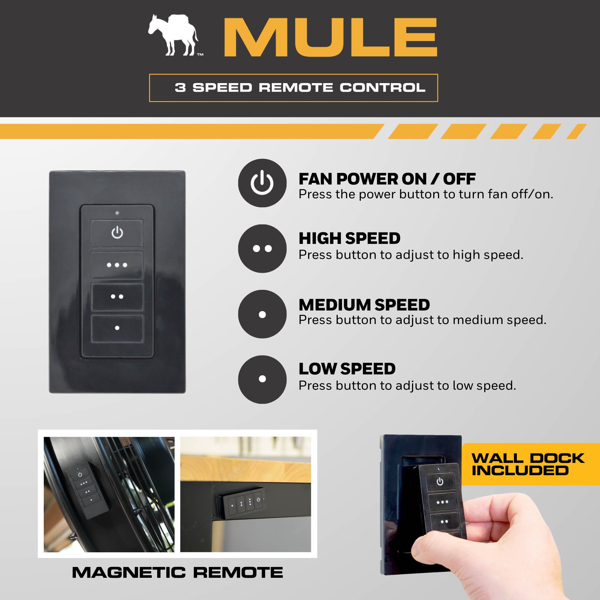 MULE 16-in Oscillation Indoor or Outdoor Multiple colors/finishes Wall Mounted Fan