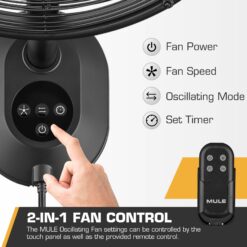 MULE 18-in Oscillation Indoor or Outdoor Black Wall Mounted Fan