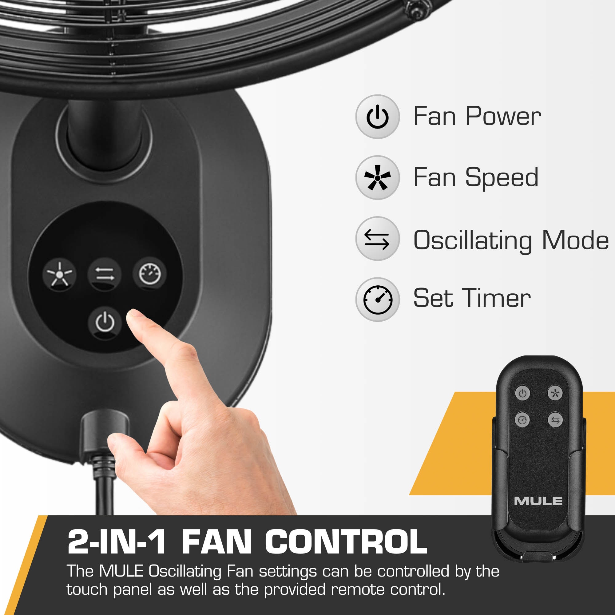 MULE 18-in Oscillation Indoor or Outdoor Black Wall Mounted Fan