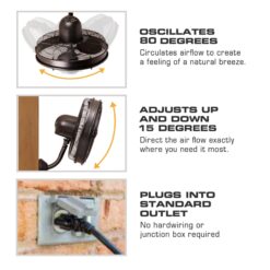 MULE 18-in Oscillation Indoor or Outdoor Black Wall Mounted Fan