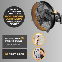 MULE 18-Inches Indoor or Outdoor Black Wall Mounted Fan
