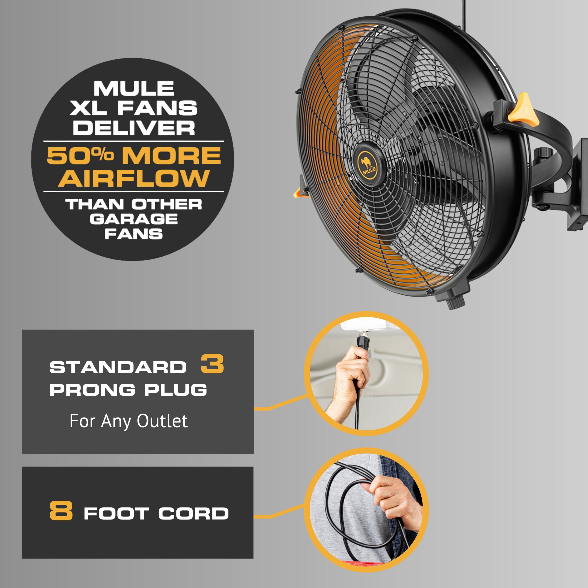 MULE 18-Inches Indoor or Outdoor Black Wall Mounted Fan