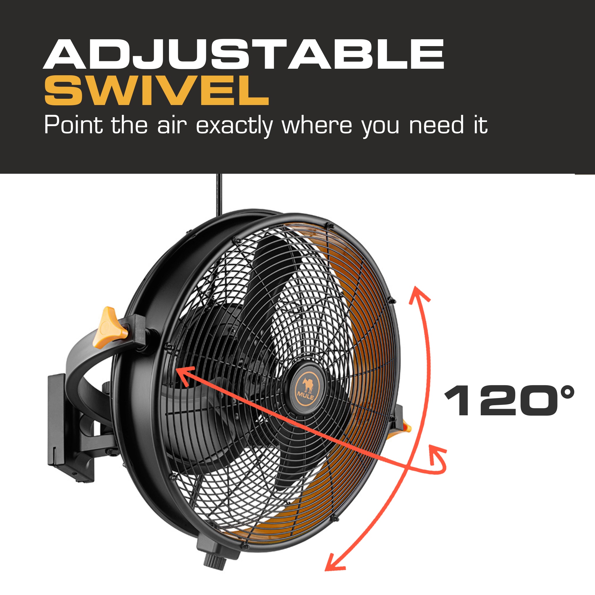 MULE 18-Inches Indoor or Outdoor Black Wall Mounted Fan