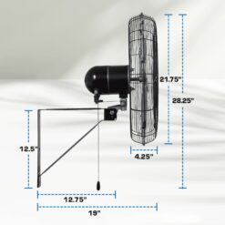 Hurricane 20-Inches Oscillation Indoor Black Wall Mounted Fan