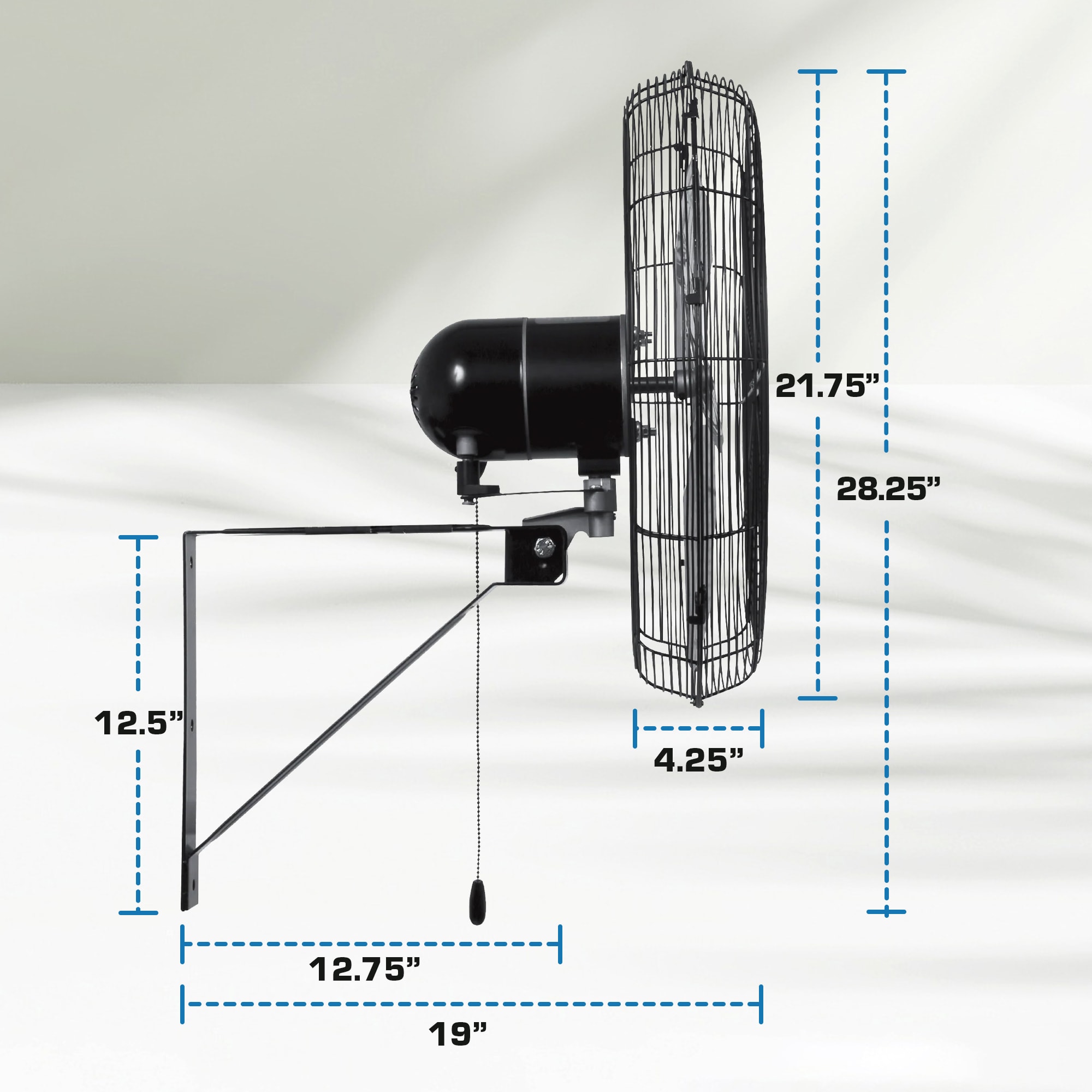 Hurricane 20-Inches Oscillation Indoor Black Wall Mounted Fan