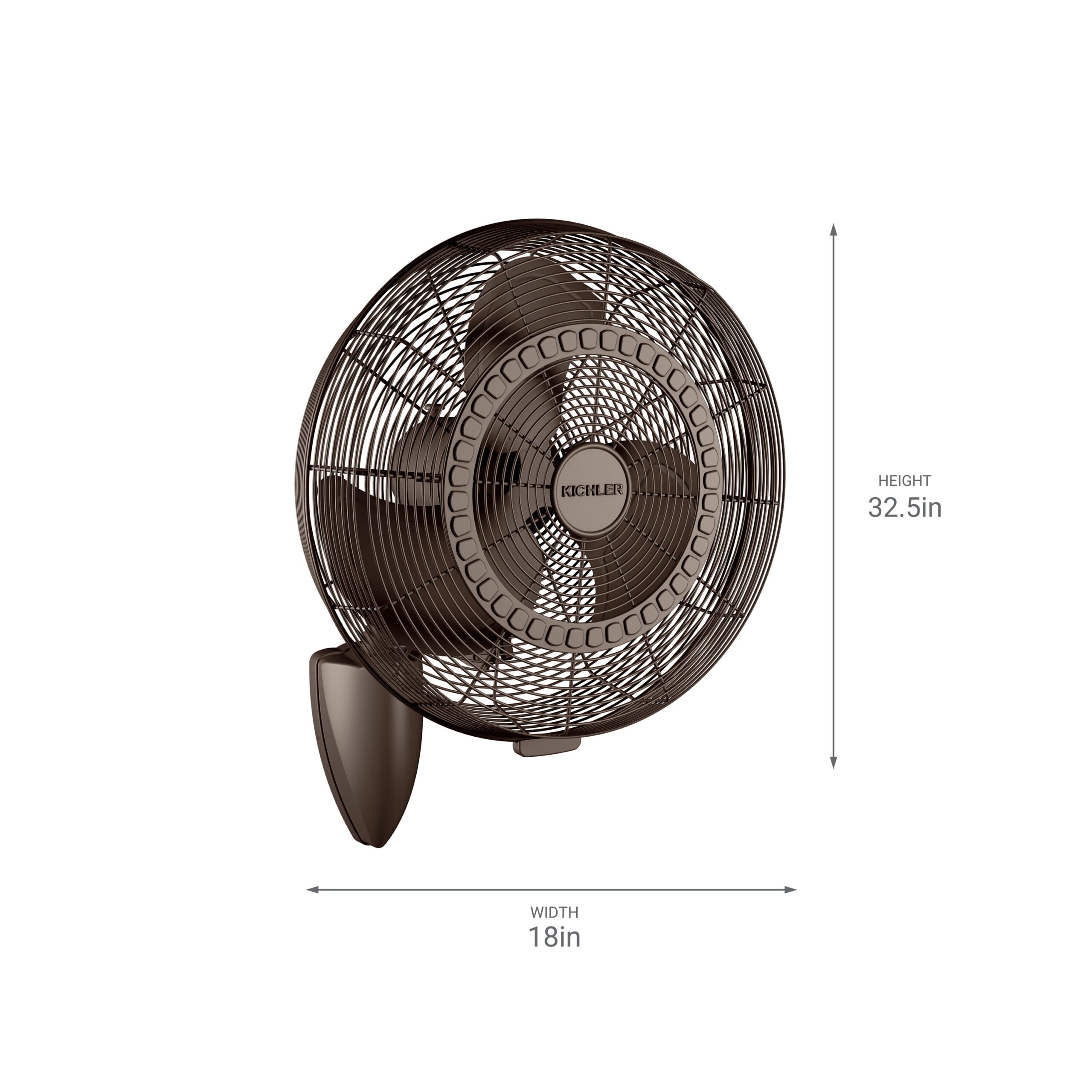 Kichler Pola 18-in Hardwired Indoor or Outdoor Bronze Wall Mounted Fan