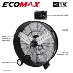 Ecomax 36-in 120 -Volt High Velocity Indoor/Outdoor Black Industrial Fan