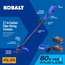 Kobalt 80-volt 17-in Straight Shaft Battery String Trimmer 2.5 Ah (Battery Included) (Charger Included)