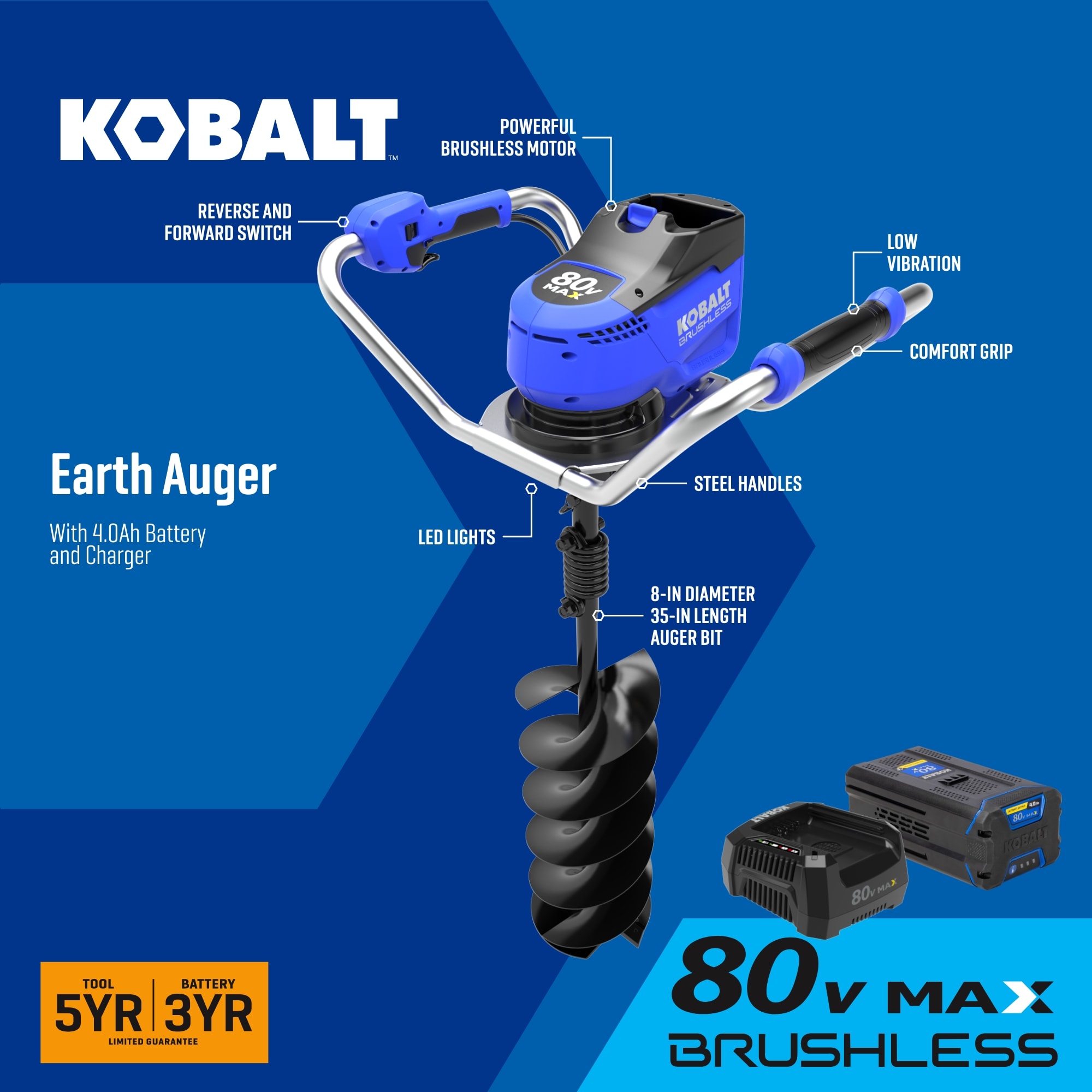 Kobalt 1-man Auger Powerhead with 8-in Bit