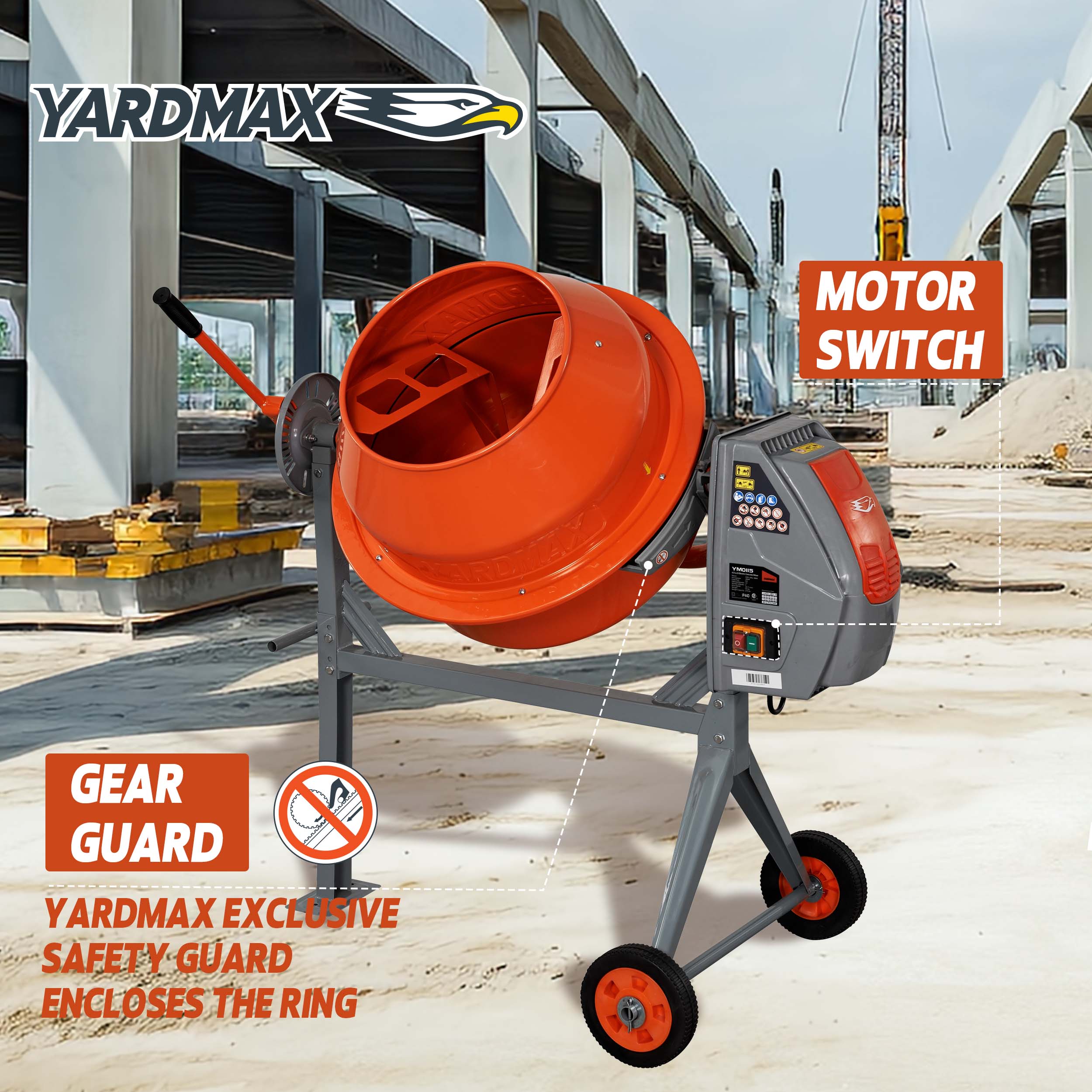 YARDMAX 4.0 CU FT concrete mixer 4.0-Cu. Feet 0.68 -HP Concrete Mixers