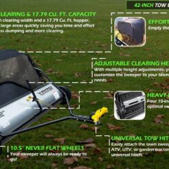 Yard Commander Lawn Sweeper 42-Inches 17.79-Cu. Feet Tow Lawn Sweeper