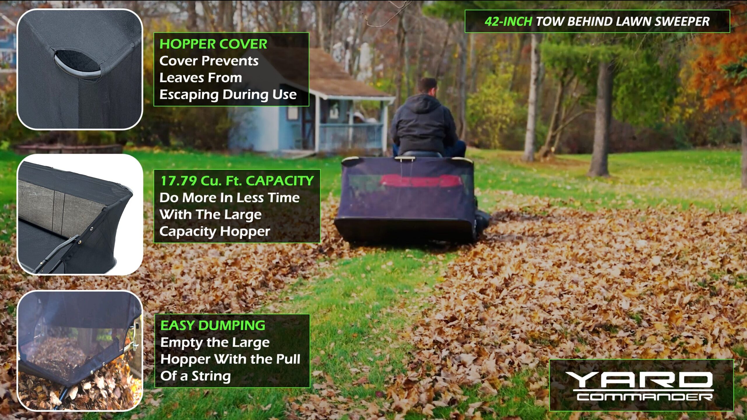 Yard Commander Lawn Sweeper 42-Inches 17.79-Cu. Feet Tow Lawn Sweeper