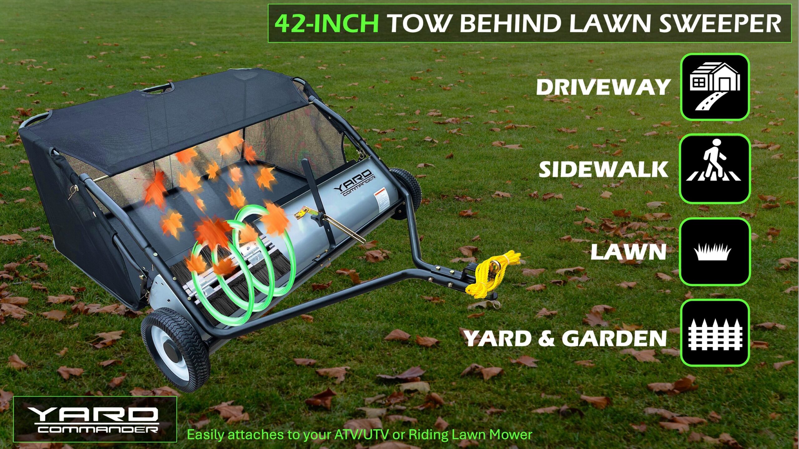 Yard Commander Lawn Sweeper 42-Inches 17.79-Cu. Feet Tow Lawn Sweeper
