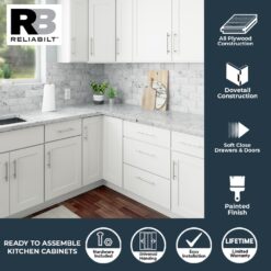RELIABILT Fairplay 36.00-in W x 34.5-in H x 24-in D White Lazy susan Corner base Ready to assemble Plywood Cabinet (Recessed Panel Shaker)