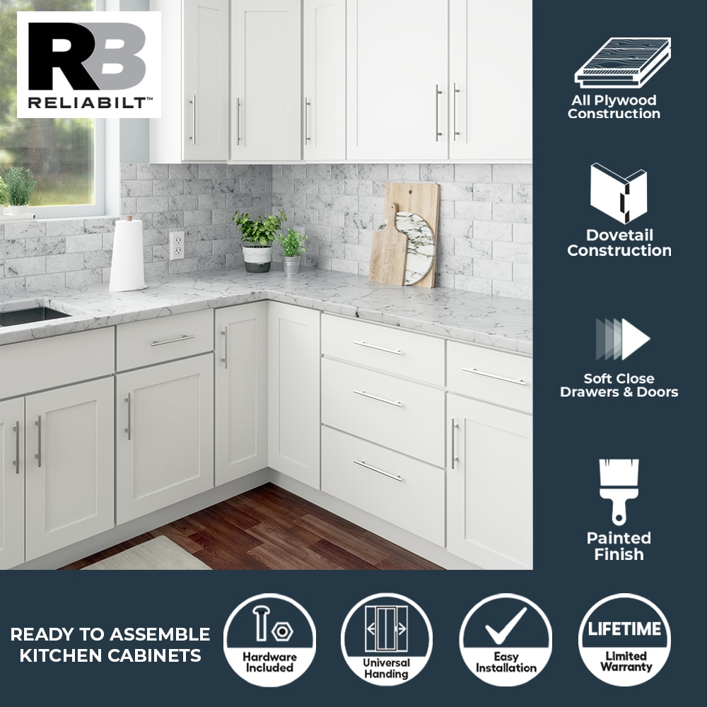 RELIABILT Fairplay 36.00-in W x 34.5-in H x 24-in D White Lazy susan Corner base Ready to assemble Plywood Cabinet (Recessed Panel Shaker)