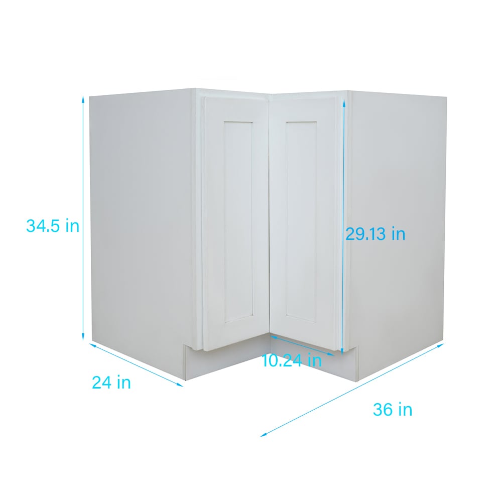 RELIABILT Fairplay 36.00-in W x 34.5-in H x 24-in D White Lazy susan Corner base Ready to assemble Plywood Cabinet (Recessed Panel Shaker)